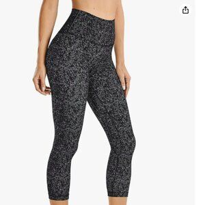 CRZ YOGA Women's Naked Feeling Workout Black Speckled Cropped Leggings